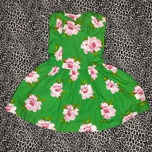 Abercrombie & Fitch Green Dress with Pink Floral Pattern